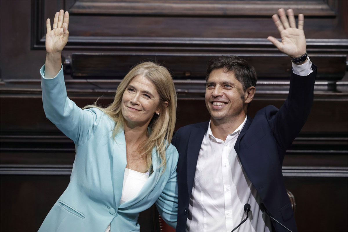 El gobernador de la provincia de Buenos Aires, Axel Kicillof, y la vicegobernadora Verónica Magario