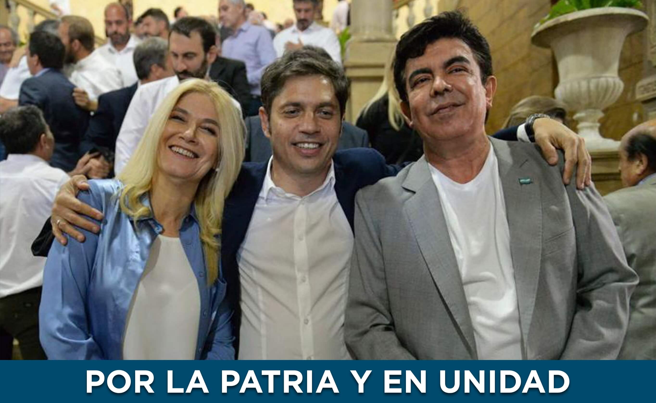 Axel Kicillof, Fernando Espinoza y Verónica Magario